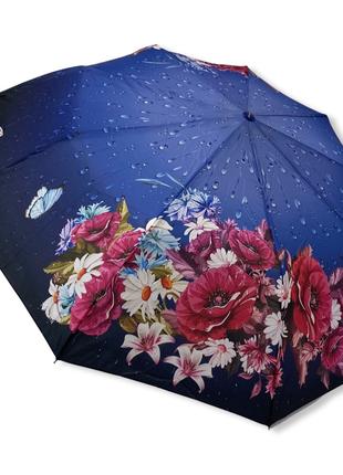 Женский зонт Toprain полуавтомат с цветами на 9 спиц #0573/1