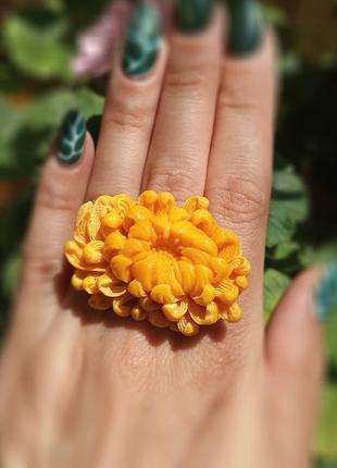 Кольцо "золотая хризантема". ручная работа