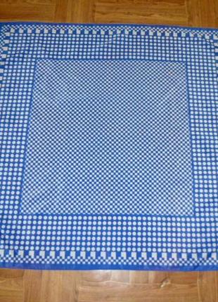 Новый платок синий в белый горох нейлоновый 85см/85см,винтаж
