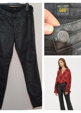 Люкс бренд винтажные вощеные черные джинсы стрейс скини база к...