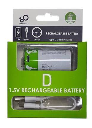 Батарейка аккумуляторная тип D(LR20,L20) c разъемом USB Type-C...