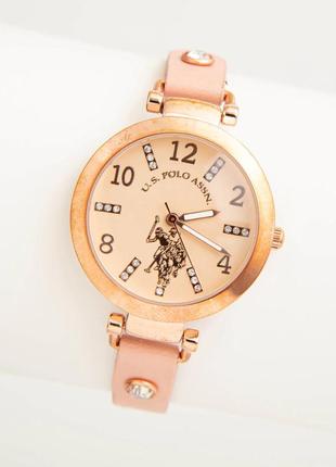 Женские часы ladies pink crystal strap watch u.s. polo assn