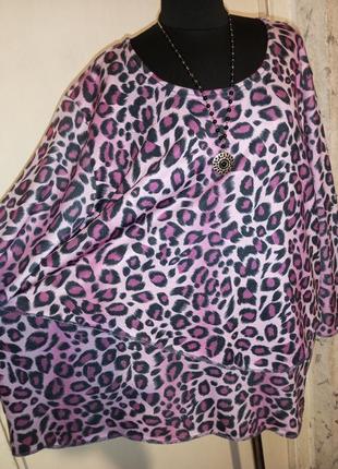 Трикотажная-стрейч,красивая,леопардовая блузка,большого размер...