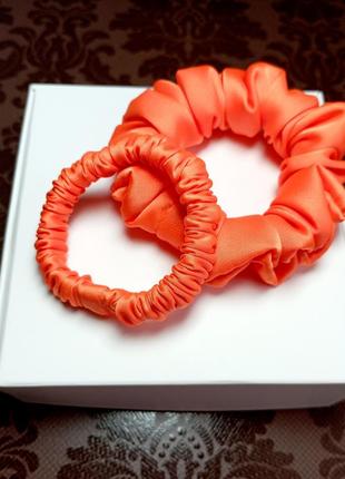 Набор шелковых резинок для волос цвет orange