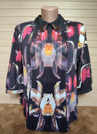 Цветочная блуза плиссе c орхидеями ted baker london 🦋 size 2/н...