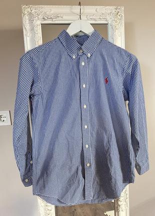 Рубашка для подростка синяя рубашка в клетку ralph lauren 14 к...