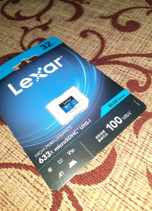 MicroSDHC 633x флешка Lexar 32gb високошвидкісна.