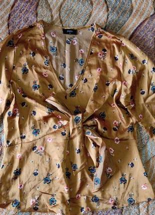 Горчичная блузка с цветочками papaya