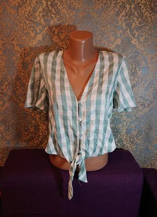 Красивая женская блуза кроп топ с узлом р.42 /44 блузка футболка