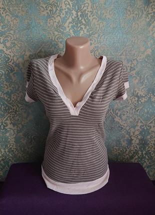 Женская блуза с трикотажными манжетами хлопок р.44/46 блузка ф...