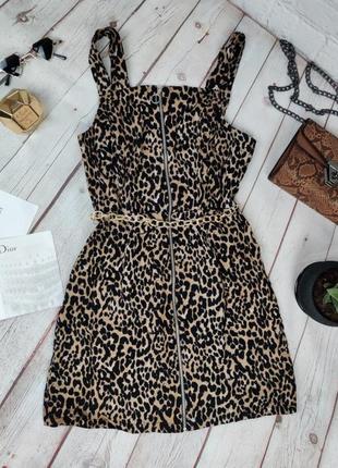 Леопардовое женское летнее платье сарафан платье животный прин...