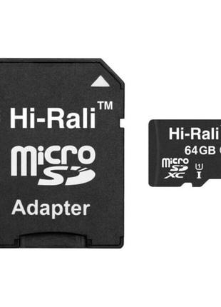 Карта памяти с адаптером Hi-Rali Micro SDXC 64gb UHS-1 Class 1...