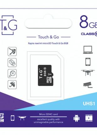 Картка пам'яті T&G; Micro SDHC 8gb 10 Class Чорний