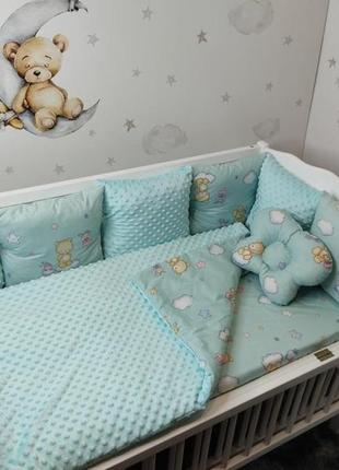 Набор в детскую кроватку для новорожденных защита( бортик 12 п...