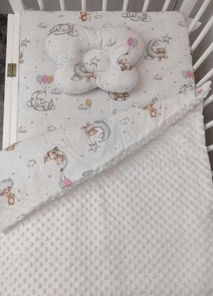 Комплект постельного белья для новорожденных манюня мишки в кр...