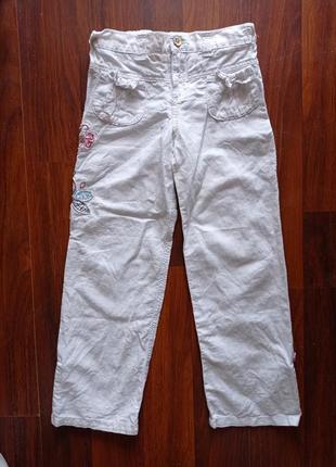 Летние хлопковые брюки с вышивкой 116-122р