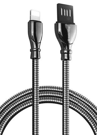 Кабель ColorWay USB-Apple Lightning (metal spring) 2.4А 1м чор...