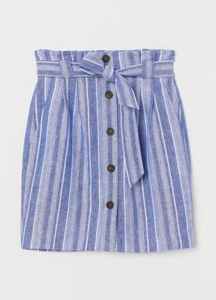 Милая льняная мини юбка в полоску No483