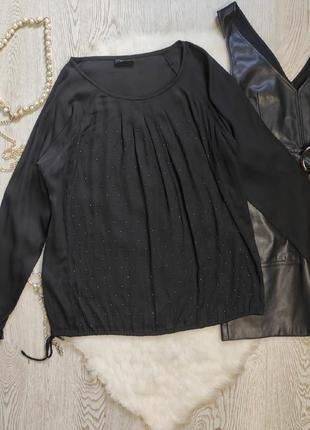 Натуральная черная шелковая длинная блуза туника жемчугом буси...