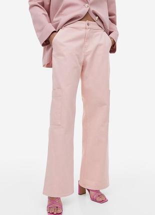 Широкие брюки карго, розовые карго, штаны карго женские, котто...