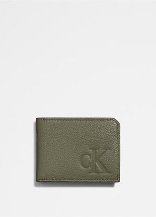 Новый кошелек кожаный calvin klein (ck leather olive wallet) с...