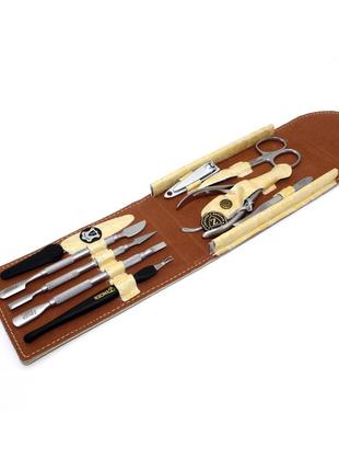 Маникюрный набор zinger 9 инструментов компактный кожаный футл...