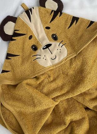 Дитячий махровий рушник-куточок тигруля для новонародженого, р...