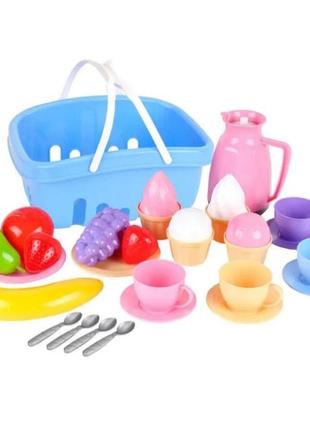 Детская посудка набор технок игрушечная посуда в корзинке