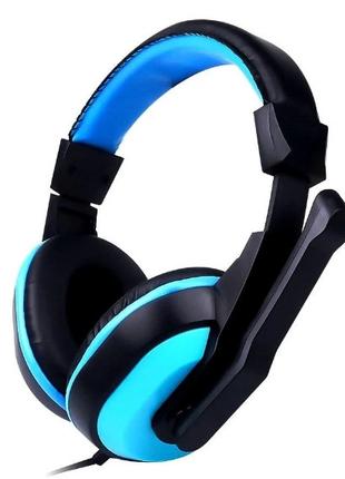 Ігрові навушники Kebidu для ПК з мікрофоном (Чорні із синім)