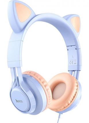 Накладные наушники Hoco W36 Cat ear headphones + микрофон Голубой