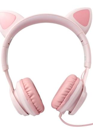 Накладные наушники Hoco W36 Cat ear headphones + микрофон Розовый