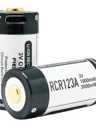 Аккумулятор Keeppower RCR123A 3.0В 1000mAh + micro USB (P1634U2)