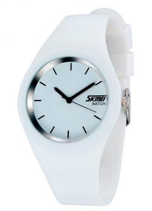 Женские оригинальные наручные часы Skmei 9068 Rubber (Белый)