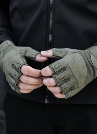 Мотоциклетные беспалые перчатки (с защитной вставкой) Хаки L