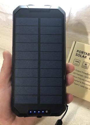 Внешний аккумулятор на солнечных батареях 30000 mah + 2 фонаря