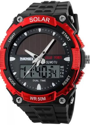 Мужские спортивные часы Skmei 1049 с солнечной батареей (Красный)