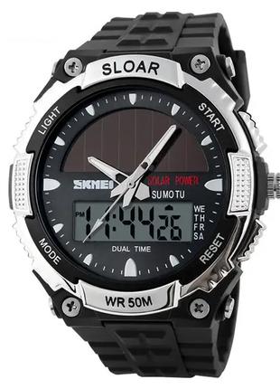 Мужские спортивные часы Skmei 1049 с солнечной батареей (Белый)