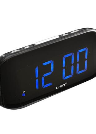 Сетевые настольные часы VST-717-5 USB Синие цифры