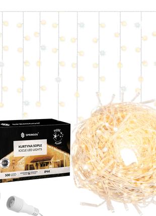 Гирлянда бахрома уличная (наружная) Springos 20 м 500 LED + Fl...