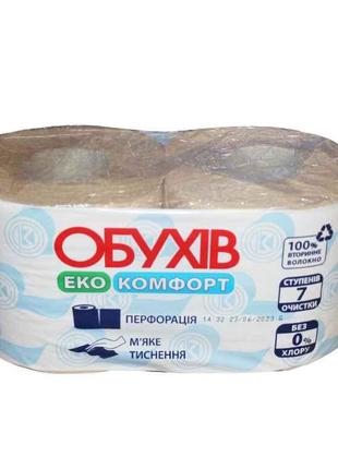 Туалетний папір 2шт 1шар ЕкоКомфорт (гільза) ТМ Обухов