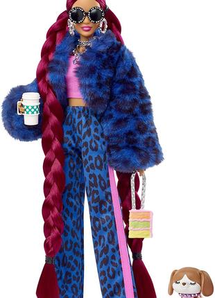 Барби Экстра в синем леопардовом костюме Barbie Extra Burgundy 17