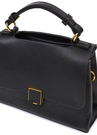 Женская стильная сумка из натуральной кожи 22074 Vintage Черна...