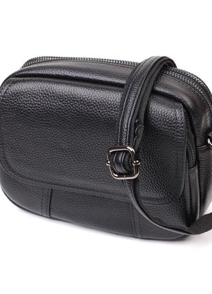 Каркасная женская сумка из натуральной кожи 22083 Vintage Черная