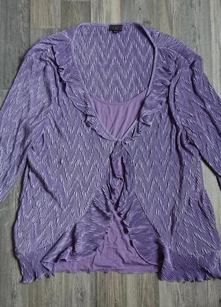 Женская лиловая блуза гофре блузка блузочка большой размер бат...