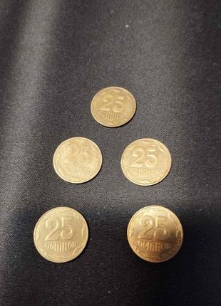 Коллекционные монеты 25 копеек разных годов