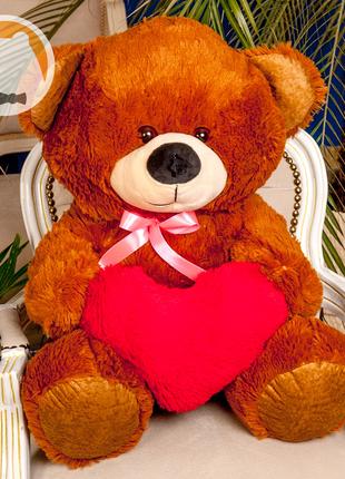 Плюшевий ведмедик Томмі із серцем, 70 см, коричневий
