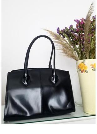 Женская черная сумка деловая кожаная сумка на коротких ручках ...