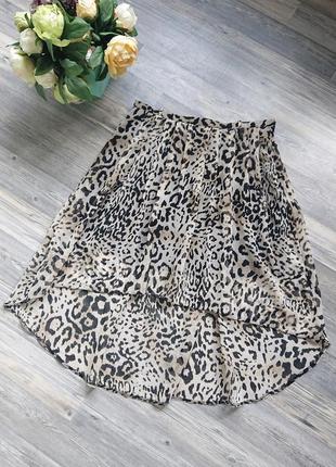 Женская летняя юбка леопардовой расцветки большой размер батал...