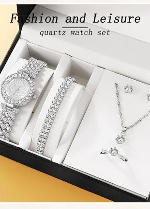 Подарочный набор для женщин 6 в 1: роскошные часы "Montre Femm...