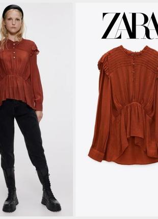 Zara лёгкая блуза в теракотовым цвете